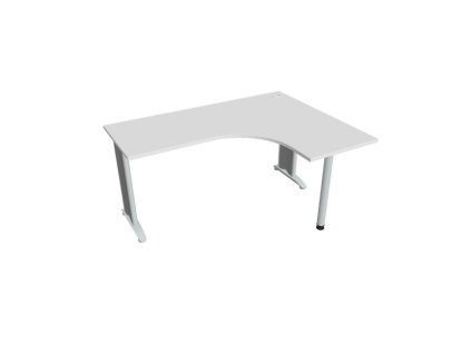 Pracovný stôl Flex, ergo, ľavý, 160x75,5x120 (60x60) cm, biela/kov