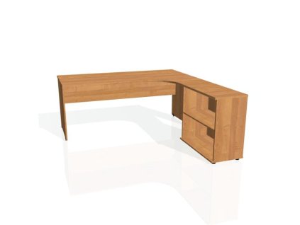 Pracovný stôl Gate, ergo, ľavý, 180x75,5x200 cm, jelša/jelša