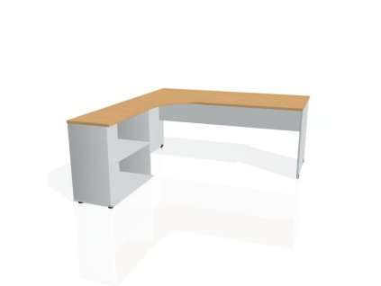 Pracovný stôl Gate, ergo, pravý, 180x75,5x200 cm, buk/sivá