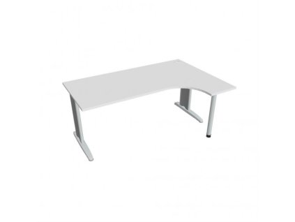 Pracovný stôl Flex, ergo, ľavý, 180x75,5x120 (80x40) cm, biela/kov
