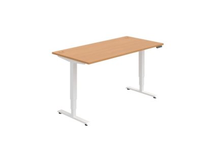 Pracovný stôl RUN, PO, 3S, 160x64,5-130,5x80 cm, buk/biela
