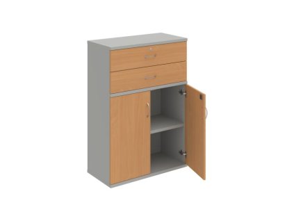 Policová skriňa Strong, zámok, 80x115,2x40 cm, buk/sivá