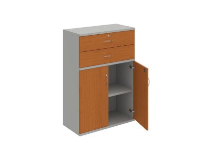 Policová skriňa Strong, zámok, 80x115,2x40 cm, čerešňa/sivá