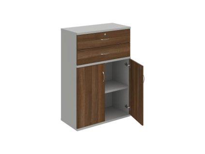 Policová skriňa Strong, zámok, 80x115,2x40 cm, orech/sivá