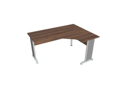 Pracovný stôl Cross, ergo, ľavý, 160x75,5x120 cm, orech/kov