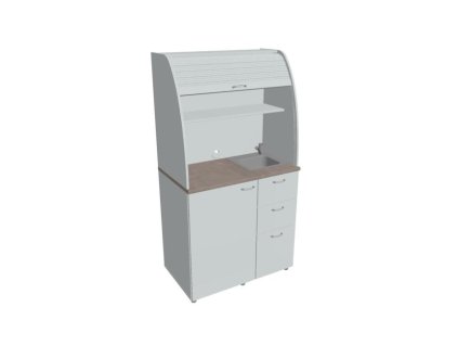 Kuchynka s drezom a bateriou pravá, 100x189,1x60 cm, sivá/sivá