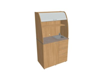 Kuchynka s drezom, batériou a chladničkou pravá, 100x189,1x60 cm, dub/dub