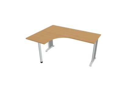 Pracovný stôl Flex, ergo, pravý, 160x75,5x120 (60x60) cm, buk/kov