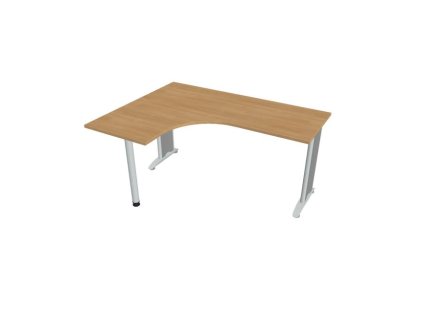 Pracovný stôl Flex, ergo, pravý, 160x75,5x120 (60x60) cm, dub/kov
