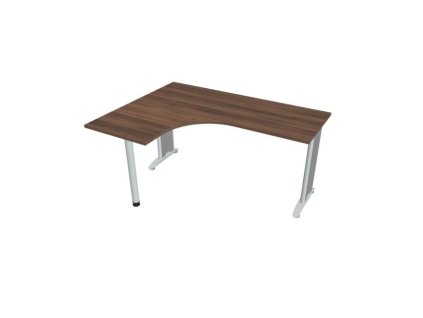 Pracovný stôl Flex, ergo, pravý, 160x75,5x120 (60x60) cm, orech/kov