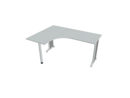 Pracovný stôl Flex, ergo, pravý, 160x75,5x120 (60x60) cm, sivá/kov