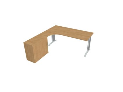 Pracovný stôl Flex, ergo, pravý, 180x75,5x200,0 (40x80) cm, dub/kov