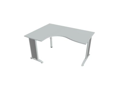 Pracovný stôl Flex, ergo, pravý, 160x75,5x120 (60x80) cm, sivá/kov