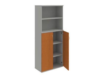 Policová skriňa Strong, 80x192x40 cm, čerešňa/sivá