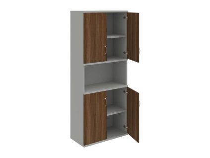 Policová skriňa Strong, 80x192x40 cm, orech/sivá