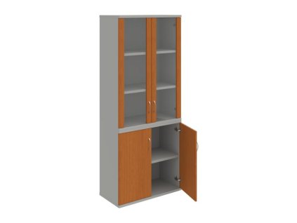 Policová skriňa Strong, 80x192x40 cm, čerešňa/sivá