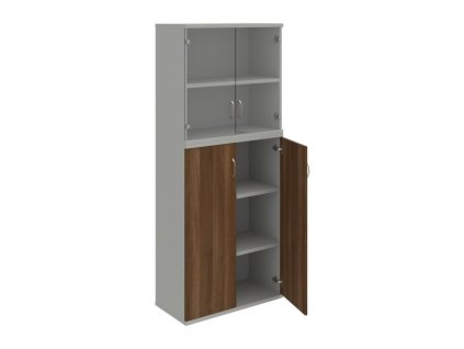 Policová skriňa Strong, 80x192x40 cm, orech/sivá