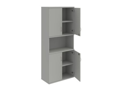 Policová skriňa Strong, zámok, 80x192x40 cm, sivá/sivá