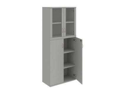 Policová skriňa Strong, zámok, 80x192x40 cm, sivá/sivá