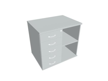 Prídavná skriňa k stolu Hobis, zámok, L, sivá