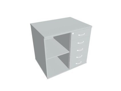 Prídavná skriňa k stolu Hobis, zámok, P, sivá