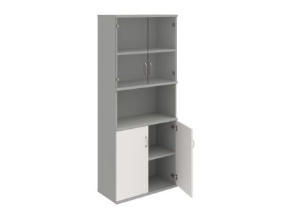 Policová skriňa Strong, 80x192x40 cm, biela/sivá