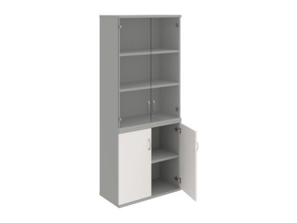 Policová skriňa Strong, 80x192x40 cm, biela/sivá