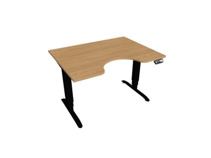 Pracovný stôl Motion Ergo, PO, 3S, 120x61-128x90 cm, dub/čierna