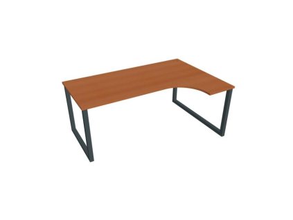 Pracovný stôl UNI O, ergo, ľavý, 180x75,5x120 cm, čerešňa/čierna