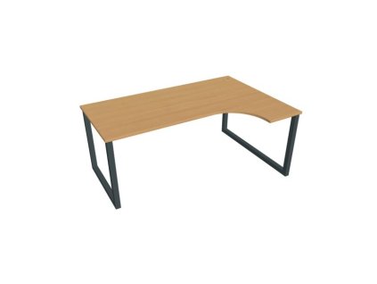 Pracovný stôl UNI O, ergo, ľavý, 180x75,5x120 cm, buk/čierna