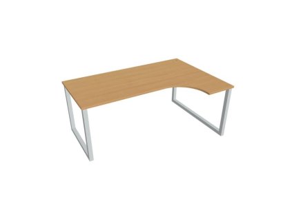 Pracovný stôl UNI O, ergo, ľavý, 180x75,5x120 cm, buk/sivá