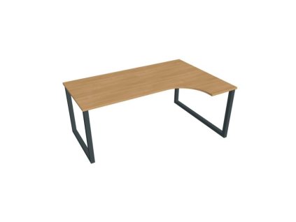 Pracovný stôl UNI O, ergo, ľavý, 180x75,5x120 cm, dub/čierna