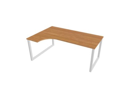 Pracovný stôl UNI O, ergo, pravý, 180x75,5x120 cm, jelša/biela
