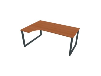 Pracovný stôl UNI O, ergo, pravý, 180x75,5x120 cm, čerešňa/čierna