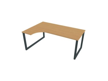 Pracovný stôl UNI O, ergo, pravý, 180x75,5x120 cm, buk/čierna