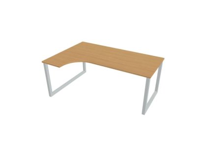 Pracovný stôl UNI O, ergo, pravý, 180x75,5x120 cm, buk/sivá