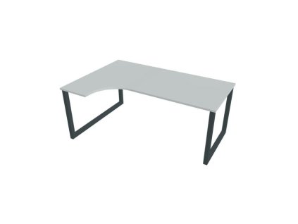 Pracovný stôl UNI O, ergo, pravý, 180x75,5x120 cm, sivá/čierna