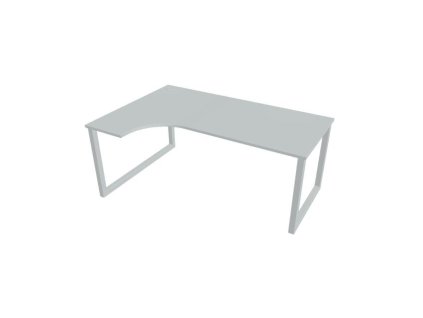 Pracovný stôl UNI O, ergo, pravý, 180x75,5x120 cm, sivá/sivá