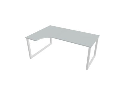 Pracovný stôl UNI O, ergo, pravý, 180x75,5x120 cm, sivá/biela
