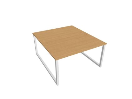 Pracovný stôl UNI O, 140x75,5x160 cm, buk/biela