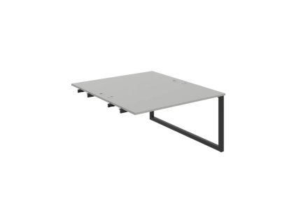 Pracovný stôl UNI O, k pozdĺ. reťazeniu, 140x75,5x160 cm, sivá/čierna