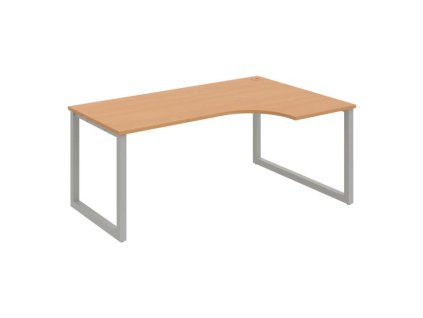 Pracovný stôl UNI O, ergo, ľavý, 180x75,5x120 cm, buk/sivá