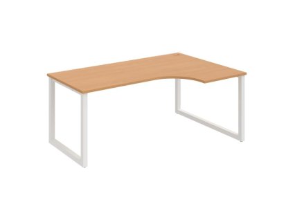 Pracovný stôl UNI O, ergo, ľavý, 180x75,5x120 cm, buk/biela