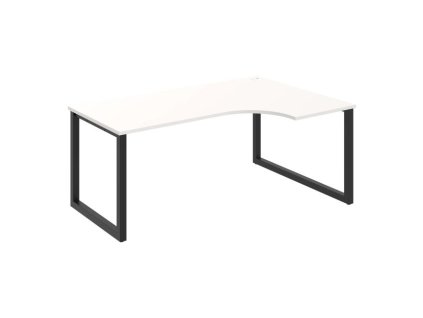Pracovný stôl UNI O, ergo, ľavý, 180x75,5x120 cm, biela/čierna