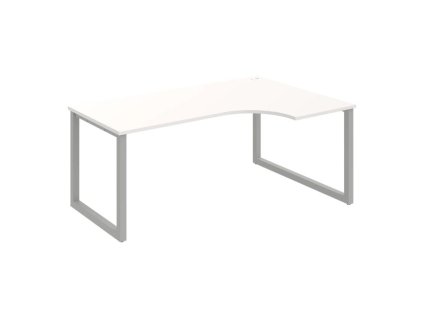 Pracovný stôl UNI O, ergo, ľavý, 180x75,5x120 cm, biela/sivá