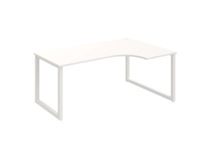Pracovný stôl UNI O, ergo, ľavý, 180x75,5x120 cm, biela/biela
