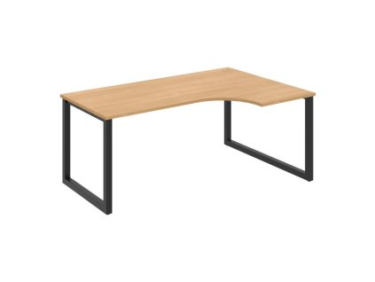 Pracovný stôl UNI O, ergo, ľavý, 180x75,5x120 cm, dub/čierna