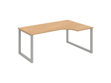 Pracovný stôl UNI O, ergo, ľavý, 180x75,5x120 cm, dub/sivá
