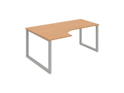 Pracovný stôl UNI O, ergo, pravý, 180x75,5x120 cm, buk/sivá