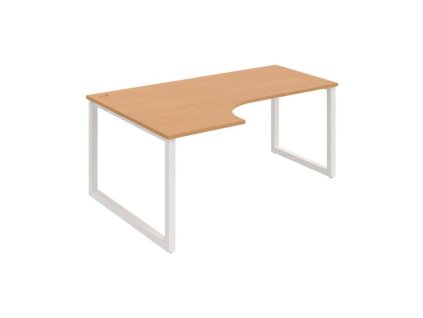 Pracovný stôl UNI O, ergo, pravý, 180x75,5x120 cm, buk/biela